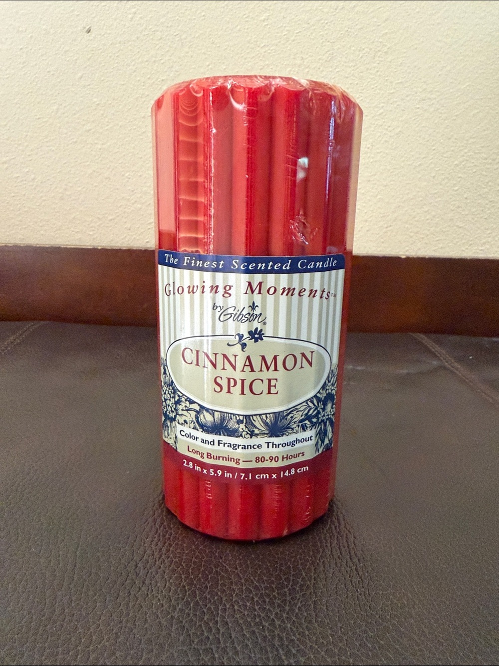Scented Red Candle Cinnamon Spice Fragrance 80-90 Hours Burning Time by Gibson